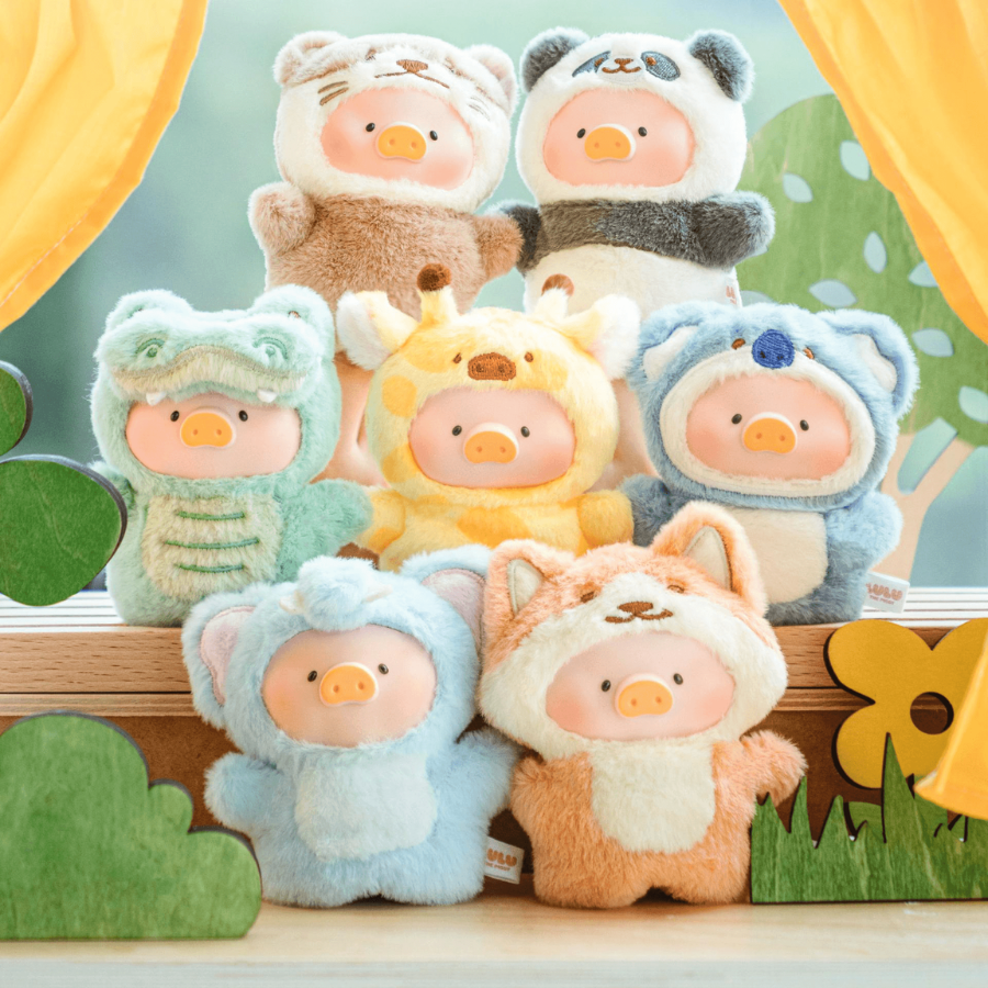 LuLu the Piggy Animal Party Puppet Show PVC Face Plush Keychain Blind Box TOYZERO+