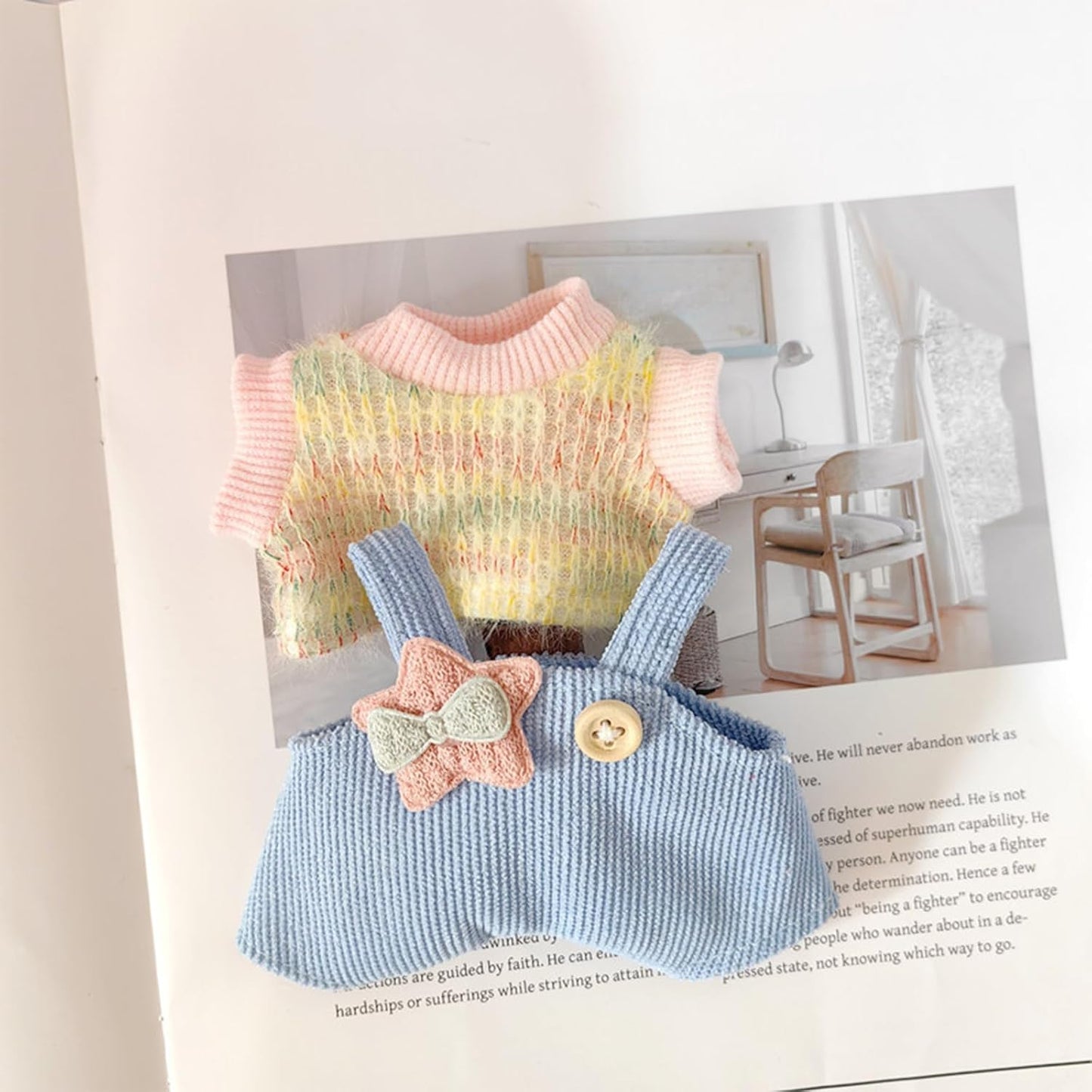 Labubu CALEMBOU Plush Doll Clothes, Cute rainbow Plush Doll Clothes Suit for Labubu 3 PC