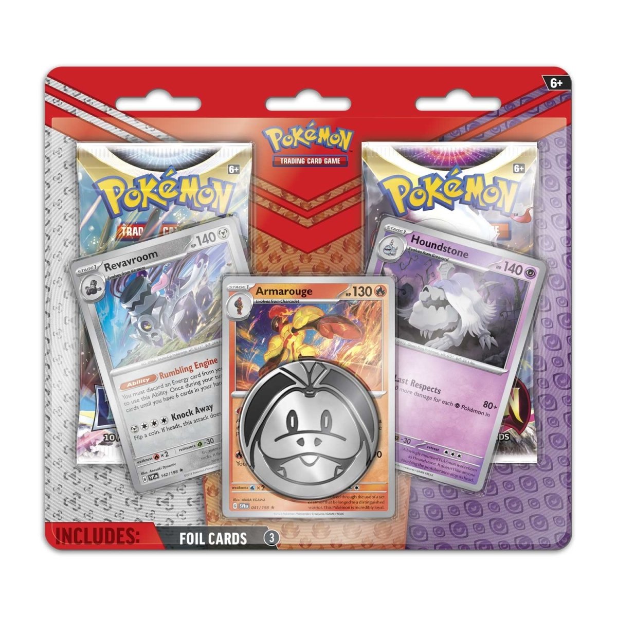 Pokémon TCG Enhanced 2 Booster Packs & Coin Armarouge, Revavroom & Houndstone
