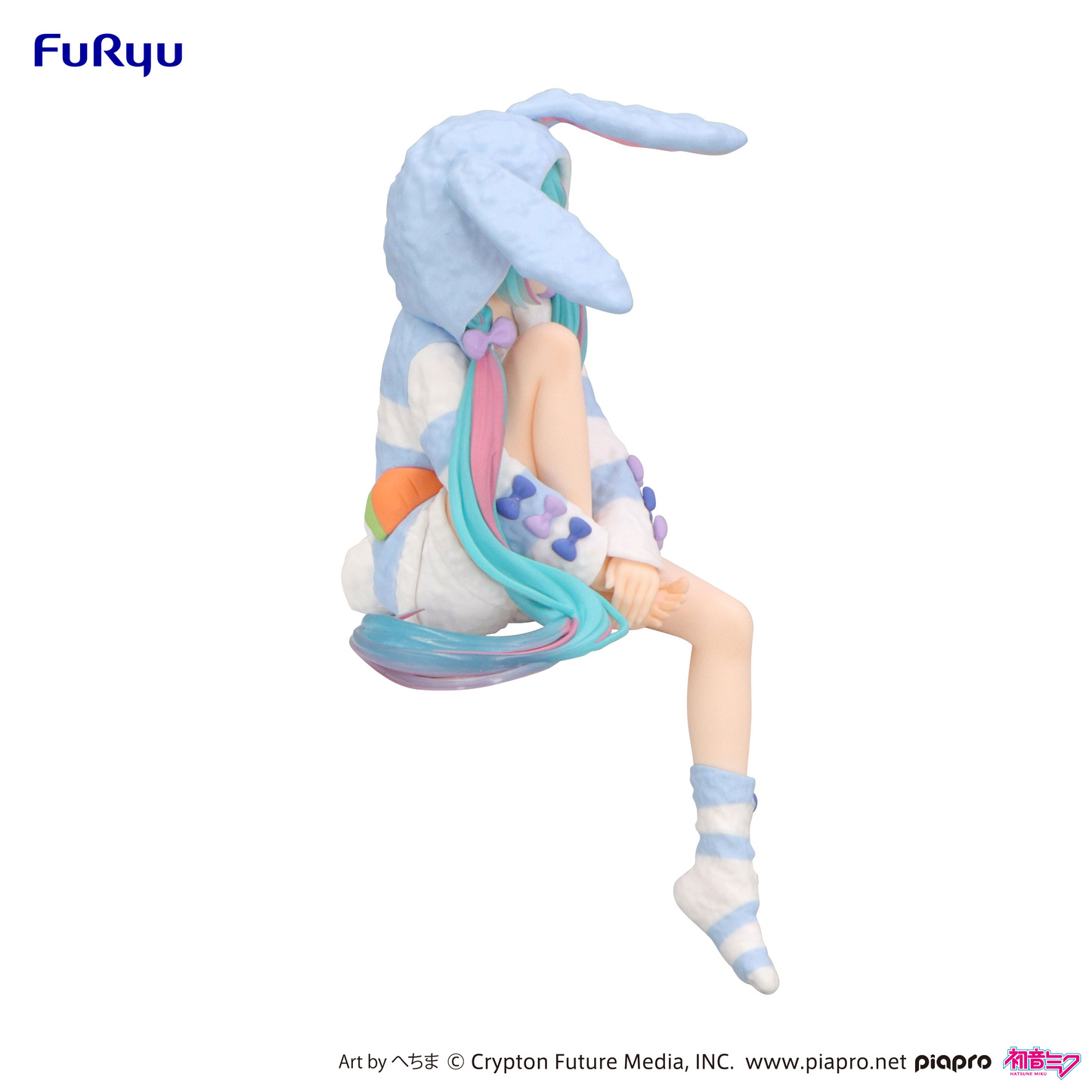 Hatsune Miku Noodle Stopper Figure Rabbit Ear Hood Pajama Blue Color ver.FuRyu