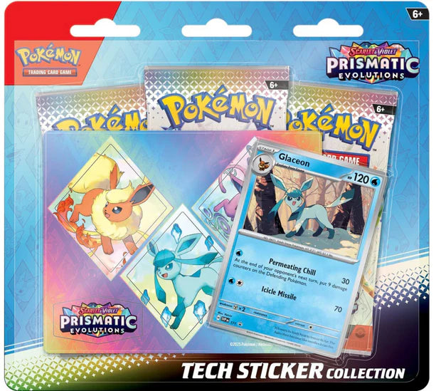Pokémon TCG: Scarlet & Violet-Prismatic Evolutions 3 Booster Packs & Promo Card Sticker Collection