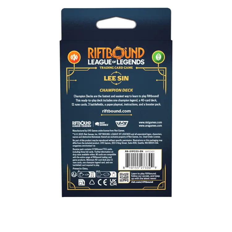 Riftbound League of Legends TCG Origins Champion Deck Lee Sin