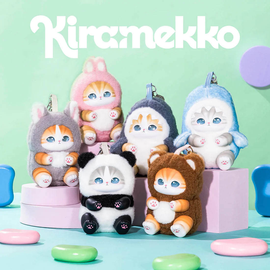 Mofusand Kiramekko Fluffy Kittens Vinyl Plush Keychain – Anime