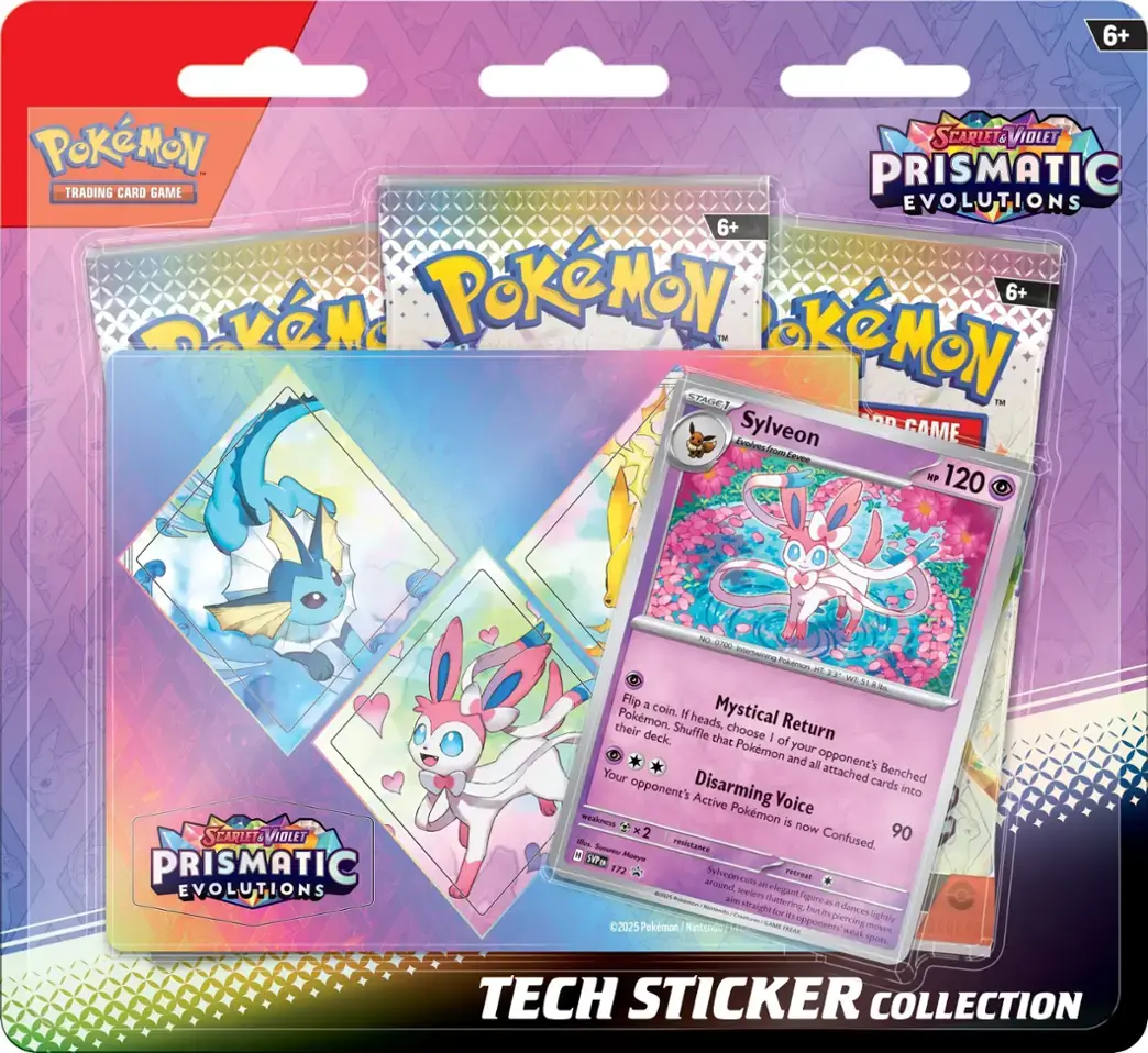 Pokémon TCG: Scarlet & Violet-Prismatic Evolutions 3 Booster Packs & Promo Card Sticker Collection