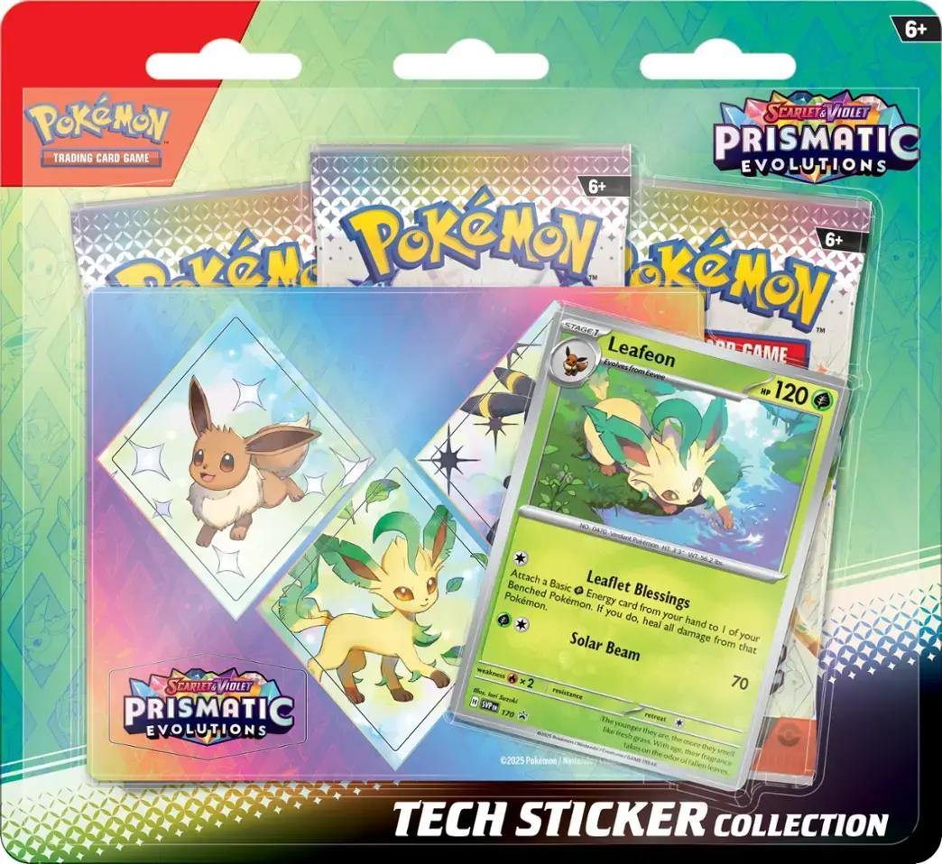 Pokémon TCG: Scarlet & Violet-Prismatic Evolutions 3 Booster Packs & Promo Card Sticker Collection