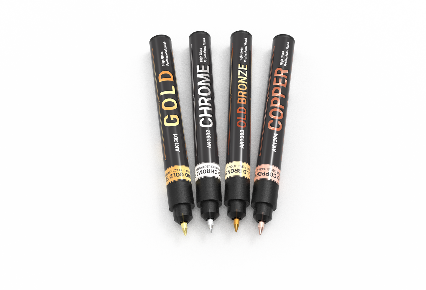AK-1300 AK Interactive METALLIC MARKERS Set 4