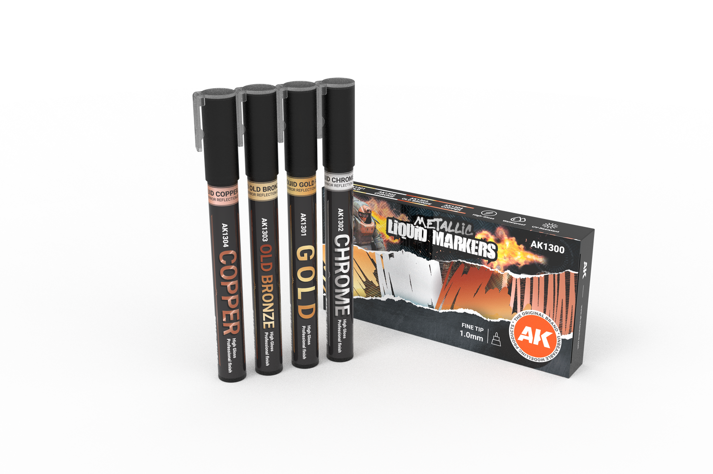 AK-1300 AK Interactive METALLIC MARKERS Set 4
