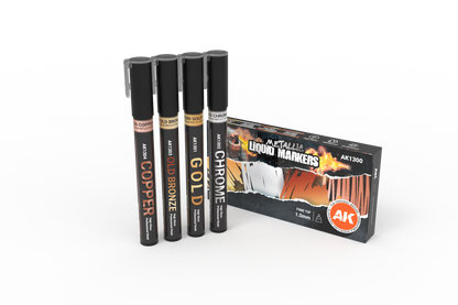 AK-1300 AK Interactive METALLIC MARKERS Set 4