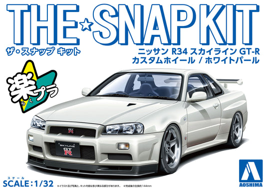 Aoshima 1/32 SNAP KIT #11-SP3 Nissan R34 Skyline GT-R Custom Wheel (White Pearl)