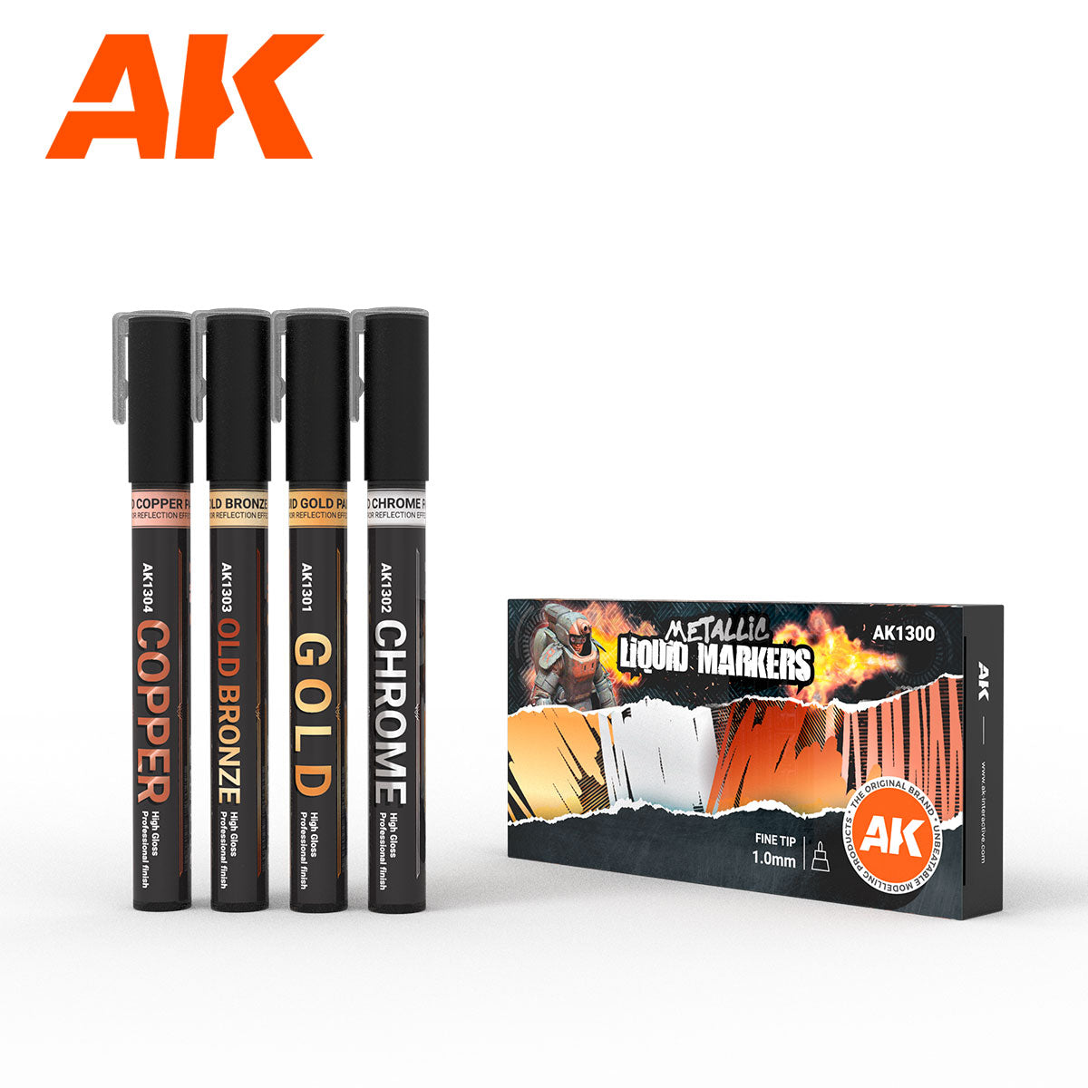 AK-1300 AK Interactive METALLIC MARKERS Set 4