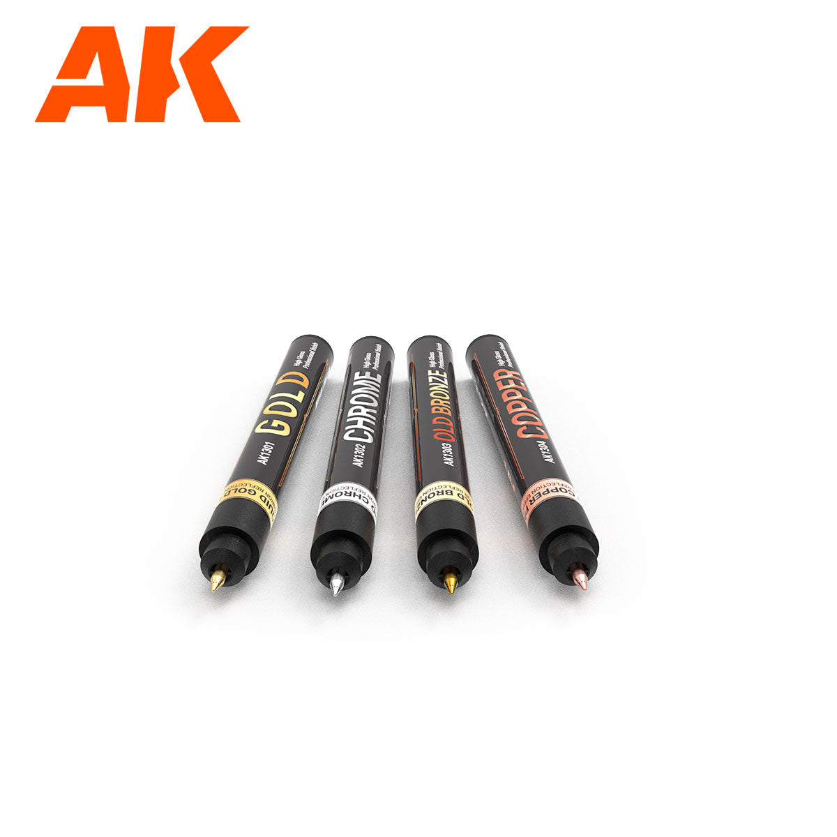 AK-1300 AK Interactive METALLIC MARKERS Set 4