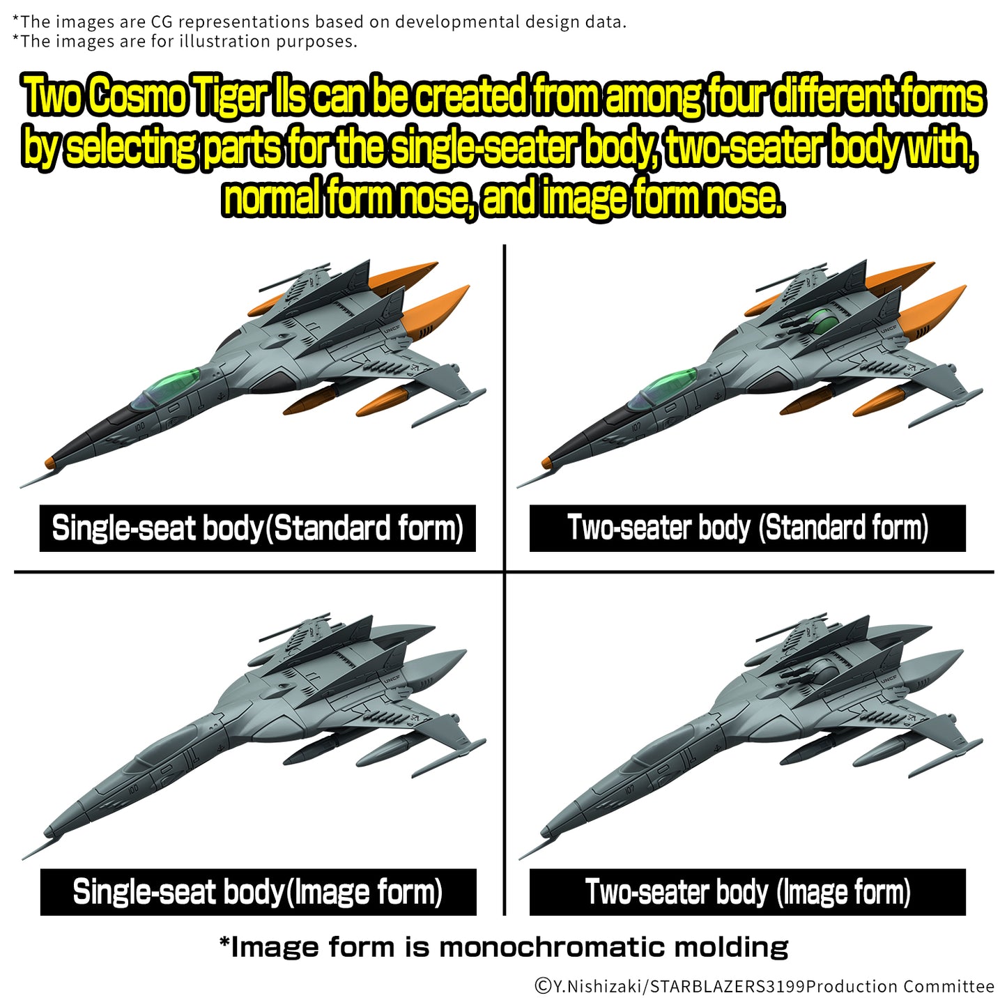 Mecha Collection DX 01 Star Blazers Yamato Type 1 Space Fighter Attack Craft Cosmo Tiger II (Double Seater/Single Seater) [2 Machine Set] Bandai