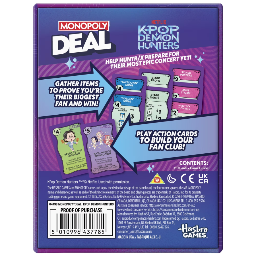 Monopoly Deal KPOP Demon Hunters Hasbro GAMES
