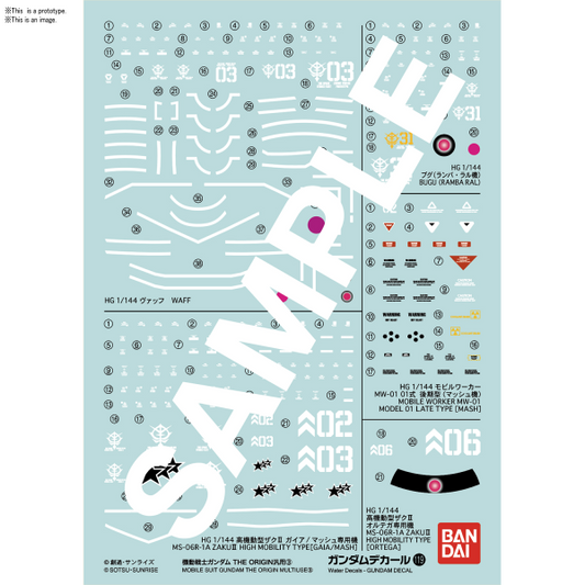 Gundam Decal Bandai GD 119 Mobile Suit Gundam The Origin Multiuse 3