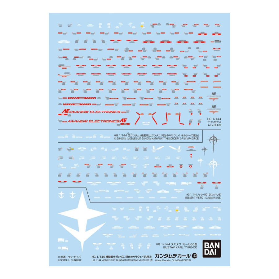 Gundam Decal Bandai GD 143 Mobile Suit Gundam Hathaway Multiuse ②