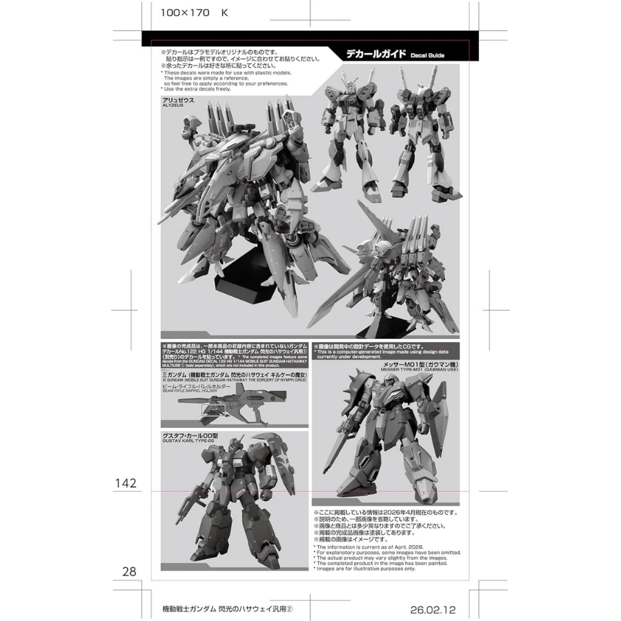 Gundam Decal Bandai GD 143 Mobile Suit Gundam Hathaway Multiuse ②