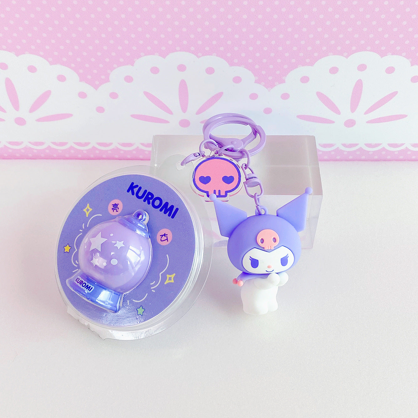 Sanrio Cute Cartoon Keychain Couple Glowing Shiny Planet Pendant Accessory Keychain WonderToyz