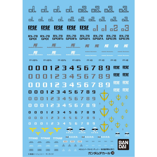 Gundam Decal Bandai GD 030 Gundam Decal Set for MS (Earth Federation Space Force) 1