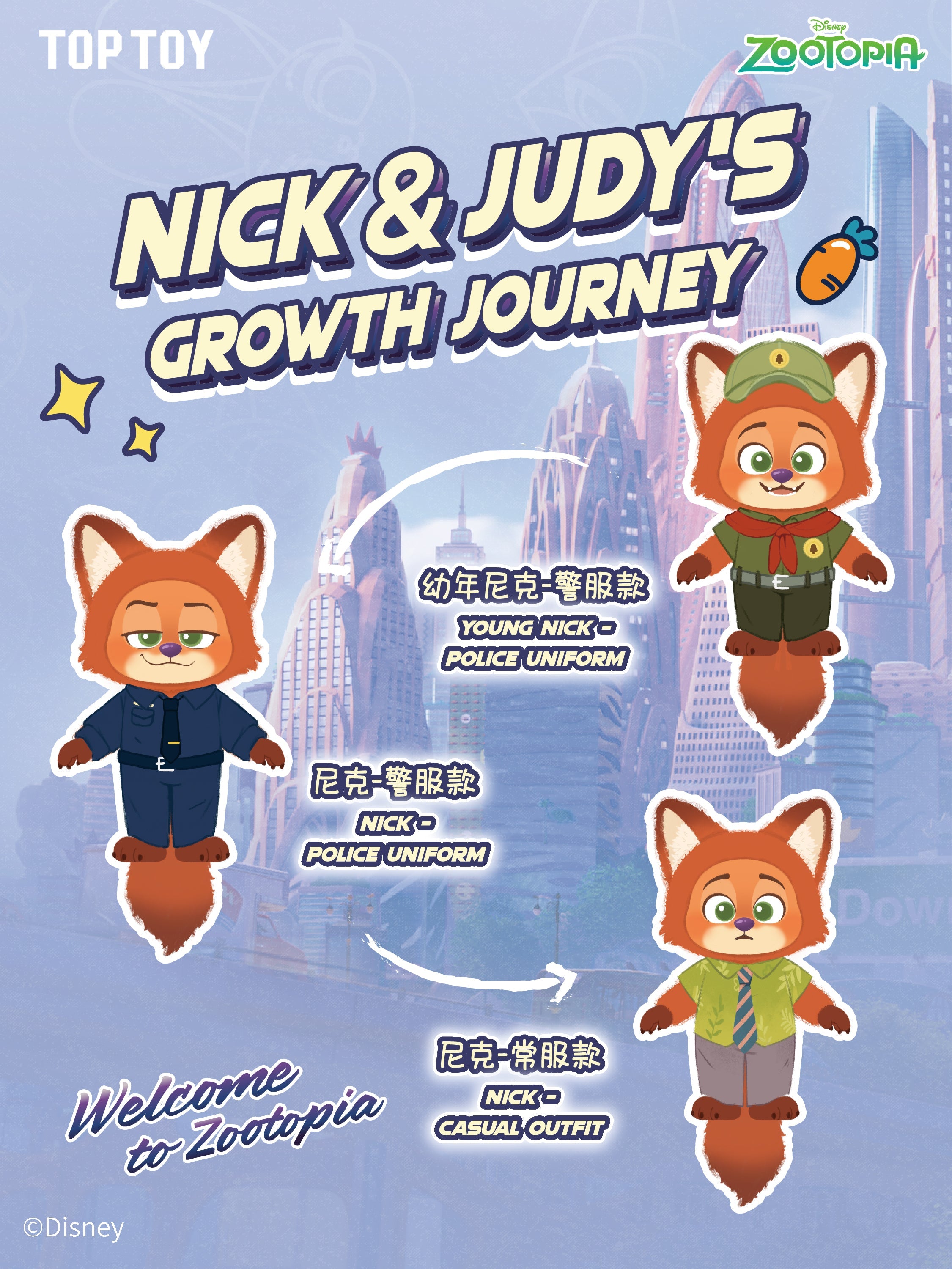 ZOOTOPIA Disney NICK & JUDY'S Growth Journey Series Plush Blind