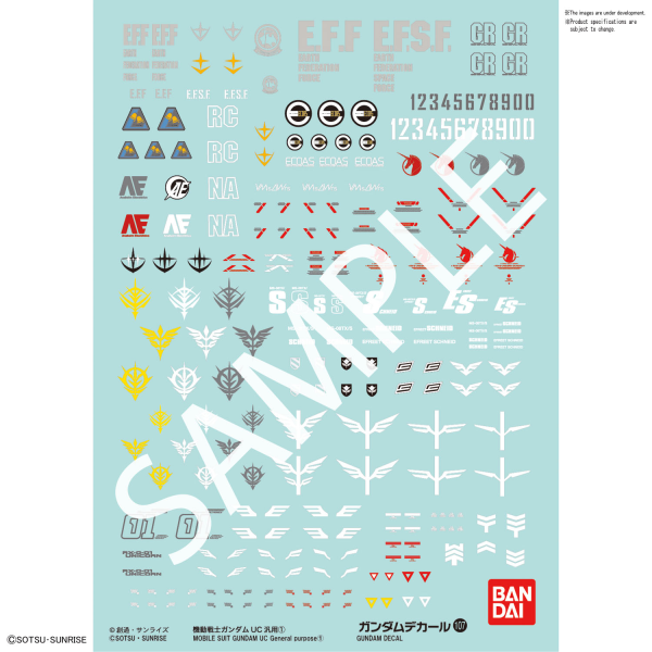 Gundam Decal Bandai GD 107 Mobile Suit Gundam Unicorn Multiuse 1