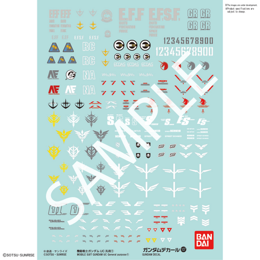 Gundam Decal Bandai GD 107 Mobile Suit Gundam Unicorn Multiuse 1