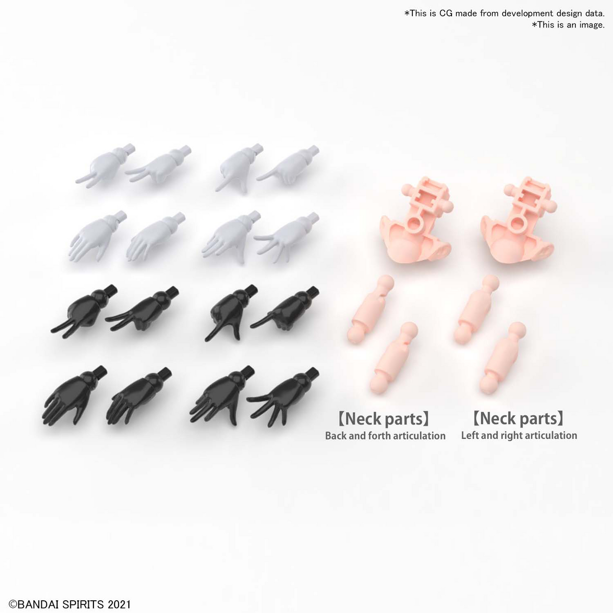 30MS Option Hand Parts (White/Black)