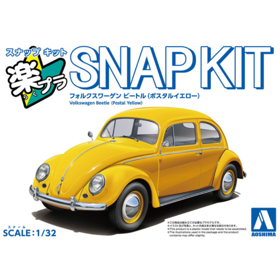 Aoshima 1/32 SNAP KIT #20-PY Volkswagen Beetle (Postal Yellow)
