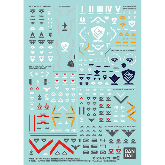 Gundam Decal Bandai GD 134 Mobile Suit Gundam the Witch from Mercury Multiuse 2