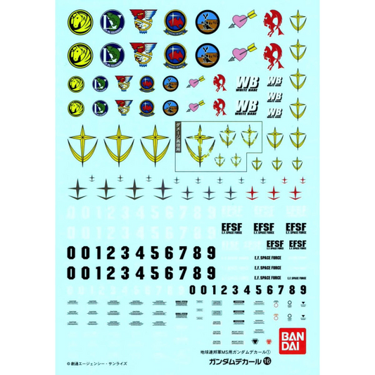 Gundam Decal Bandai GD 016 Gundam Decal Set for MS (Earth Federation Space Force)