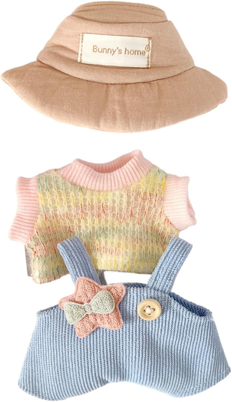 Labubu CALEMBOU Plush Doll Clothes, Cute rainbow Plush Doll Clothes Suit for Labubu 3 PC