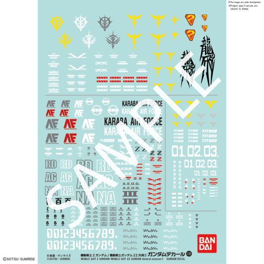 Gundam Decal Bandai GD 108 Mobile Suit Zeta Gundam / Mobile Suit Gundam ZZ Multiuse 1