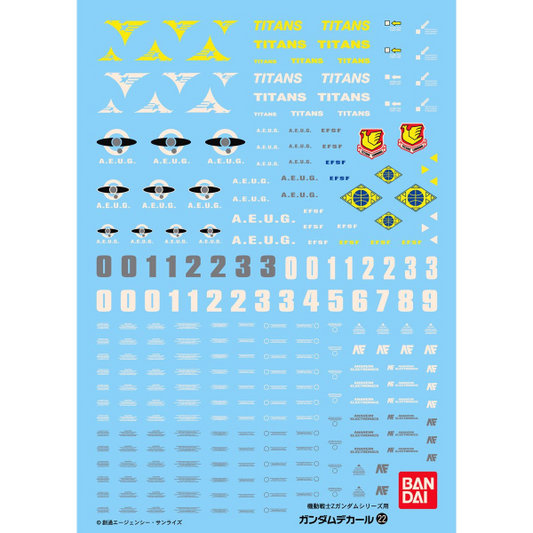 Gundam Decal Bandai GD 022 Gundam Decal Set for Mobile Suit (Zeta Gundam Series)