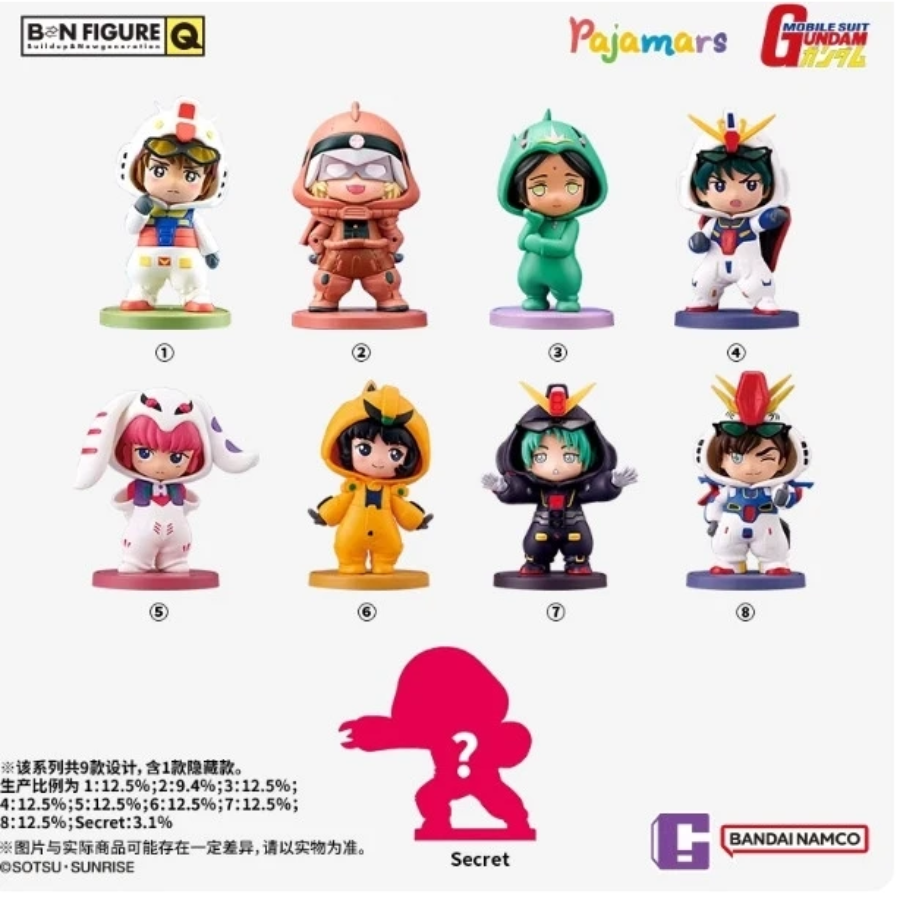 Gundam Mobile Suit Universal Century Pyjamas Series Bandai Namco X BN Figure Q Blind Box Mascot Costume
