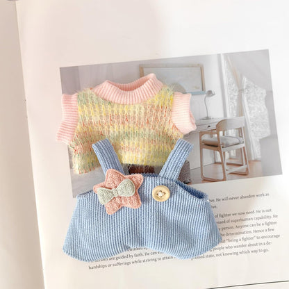 Labubu CALEMBOU Plush Doll Clothes, Cute rainbow Plush Doll Clothes Suit for Labubu 3 PC