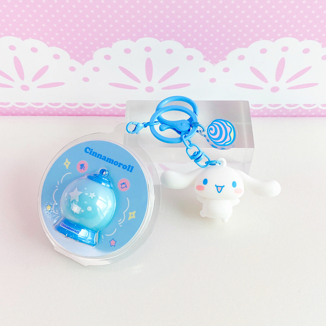 Sanrio Cute Cartoon Keychain Couple Glowing Shiny Planet Pendant Accessory Keychain WonderToyz