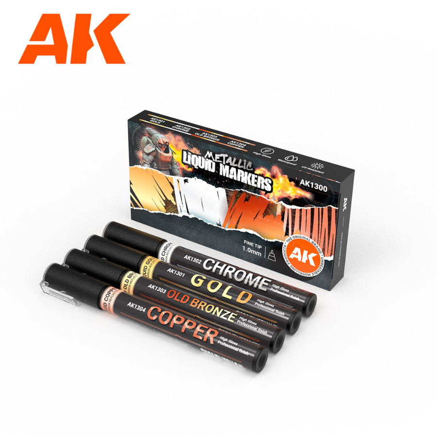 AK-1300 AK Interactive METALLIC MARKERS Set 4