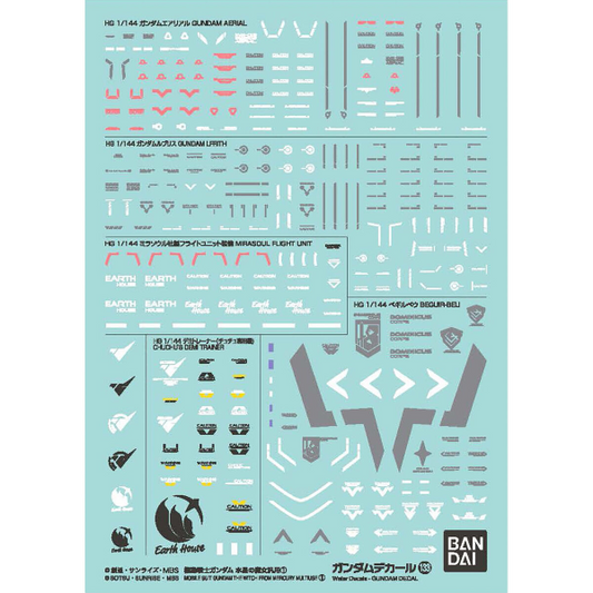 Gundam Decal Bandai GD 133 Mobile Suit Gundam the Witch from Mercury Multiuse 1