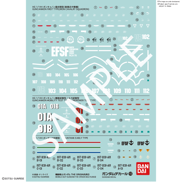Gundam Decal Bandai GD 113 Mobile Suit Gundam The Origin Multiuse 2