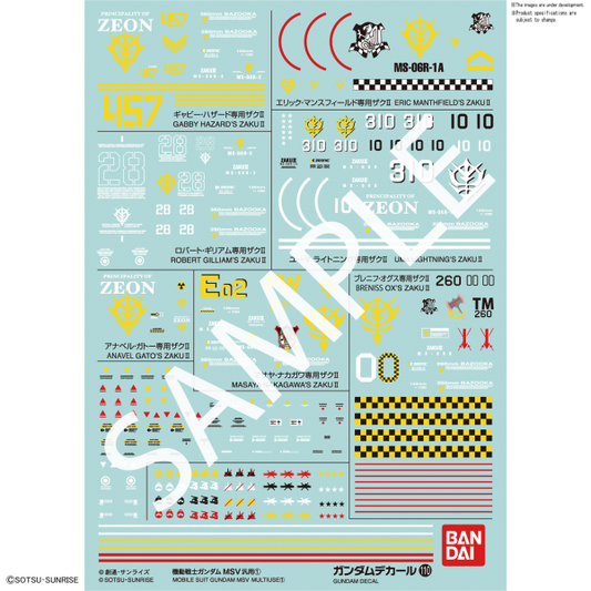 Gundam Decal Bandai GD 110 Mobile Suit Gundam MSV Multiuse 1