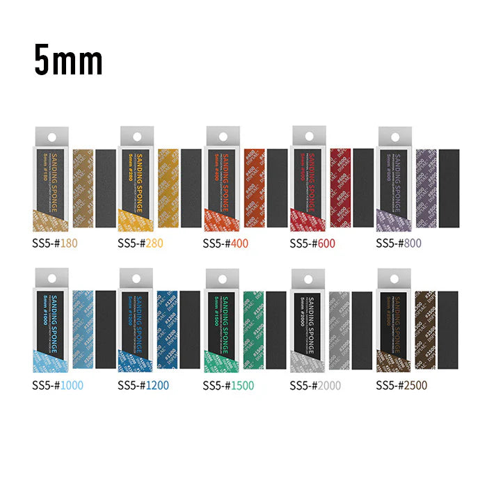 DSPIAE SS Sanding Sponge 5mm 5pc (Grit: #180 #280 #400 #600 #1000 #1200 #1500 #2000)