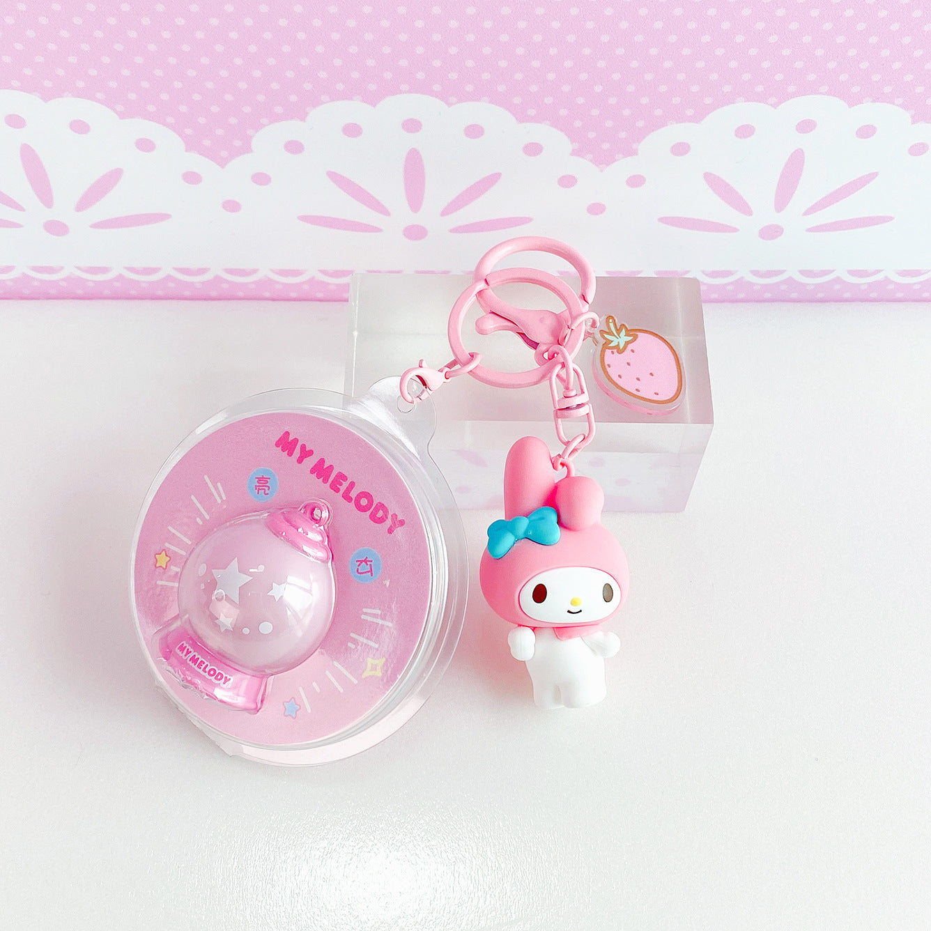 Sanrio Cute Cartoon Keychain Couple Glowing Shiny Planet Pendant Accessory Keychain WonderToyz