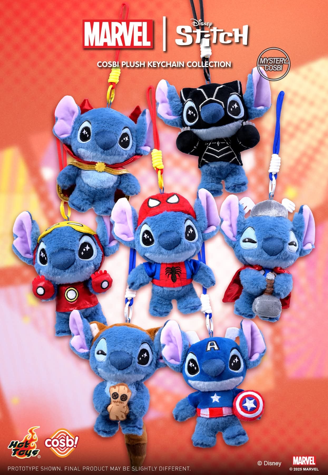Hottoys cosbi スティッチ プラッシュキーチェーン ターコイズブルー Marvel Stitch Cosbi Plush Keychain Collection Hot Toys Disney