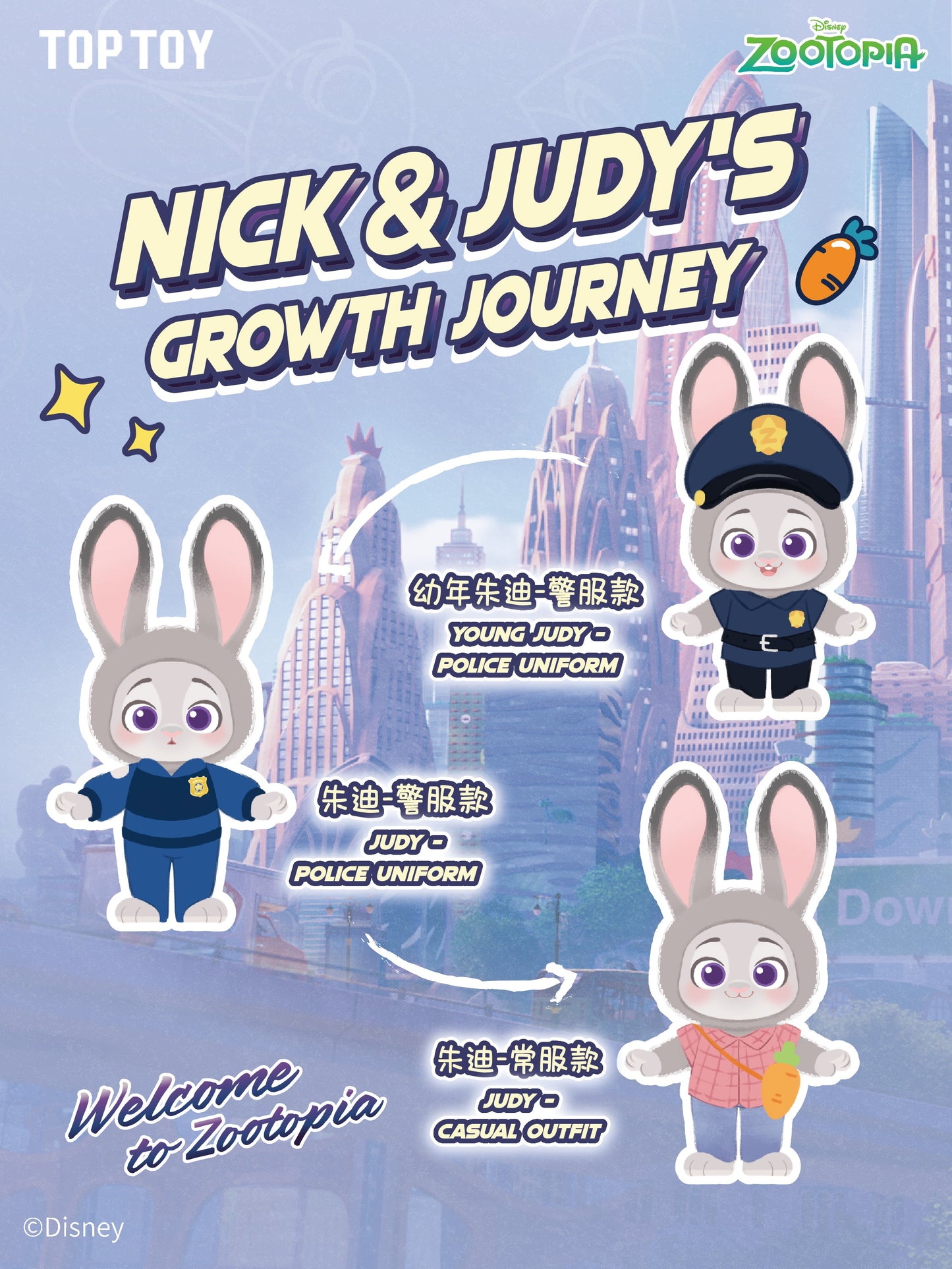ZOOTOPIA NICK & JUDY'S Growth Journey Series Plush Blind Box TOP TOY