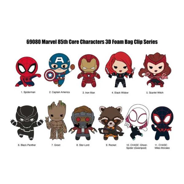 MARVEL CORE COMIC CHARACTERS 3D FOAM BAG CLIP Monogram