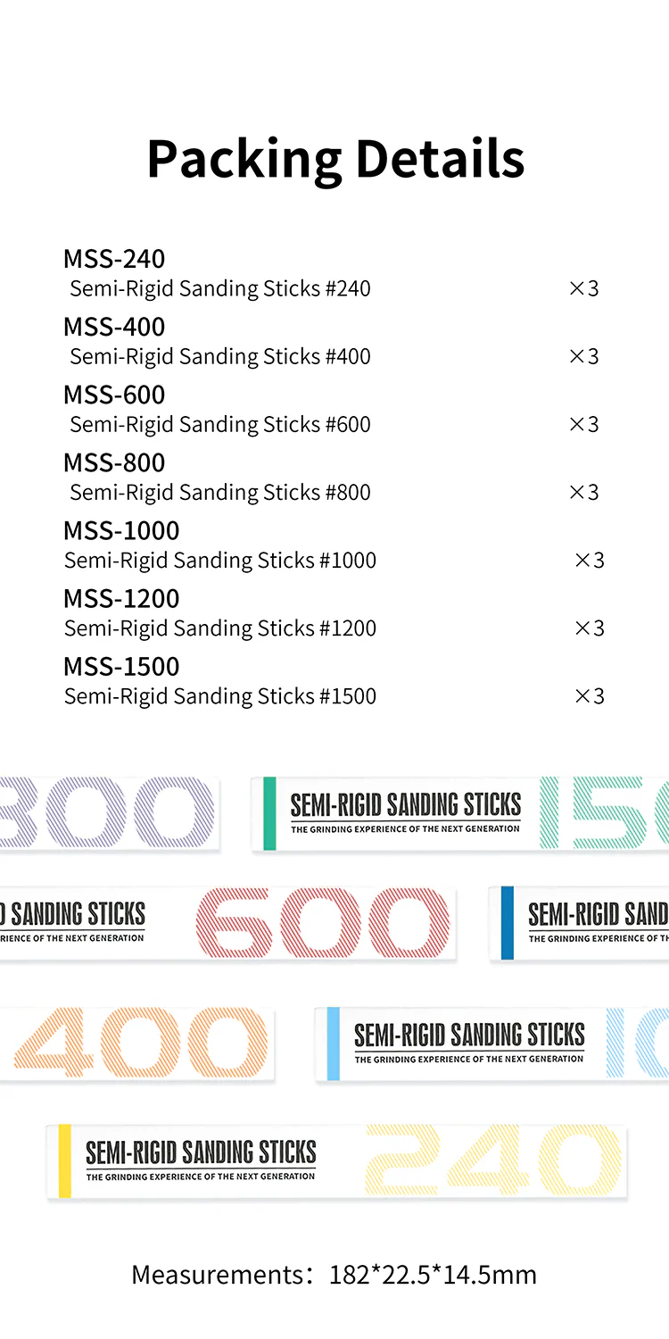 DSPIAE MSS Semi-rigid Sticks 240/400/600/800/1000/1200/1500 Grit