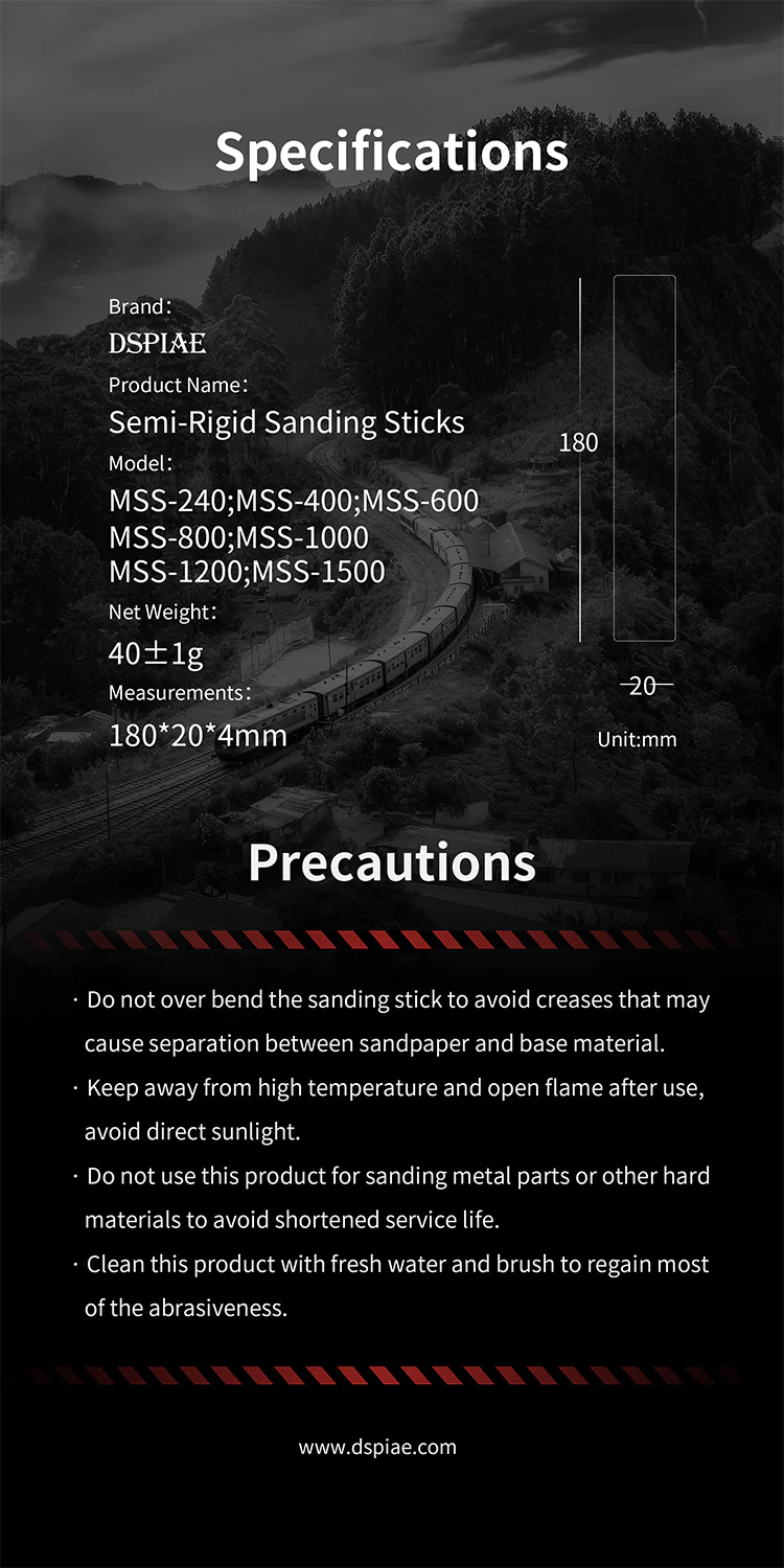 DSPIAE MSS Semi-rigid Sticks 240/400/600/800/1000/1200/1500 Grit