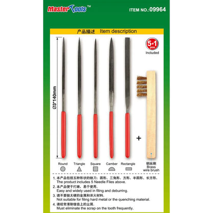 Master Tools Assorted Needle Files Set (Middle-Toothed, 5pcs) 3 x 140mm