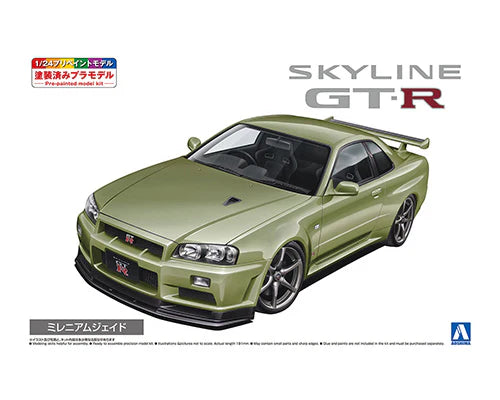 Aoshima 1/24 Nissan BNR34 Skyline GT-R V-spec II Nur '00 Millennium Jade