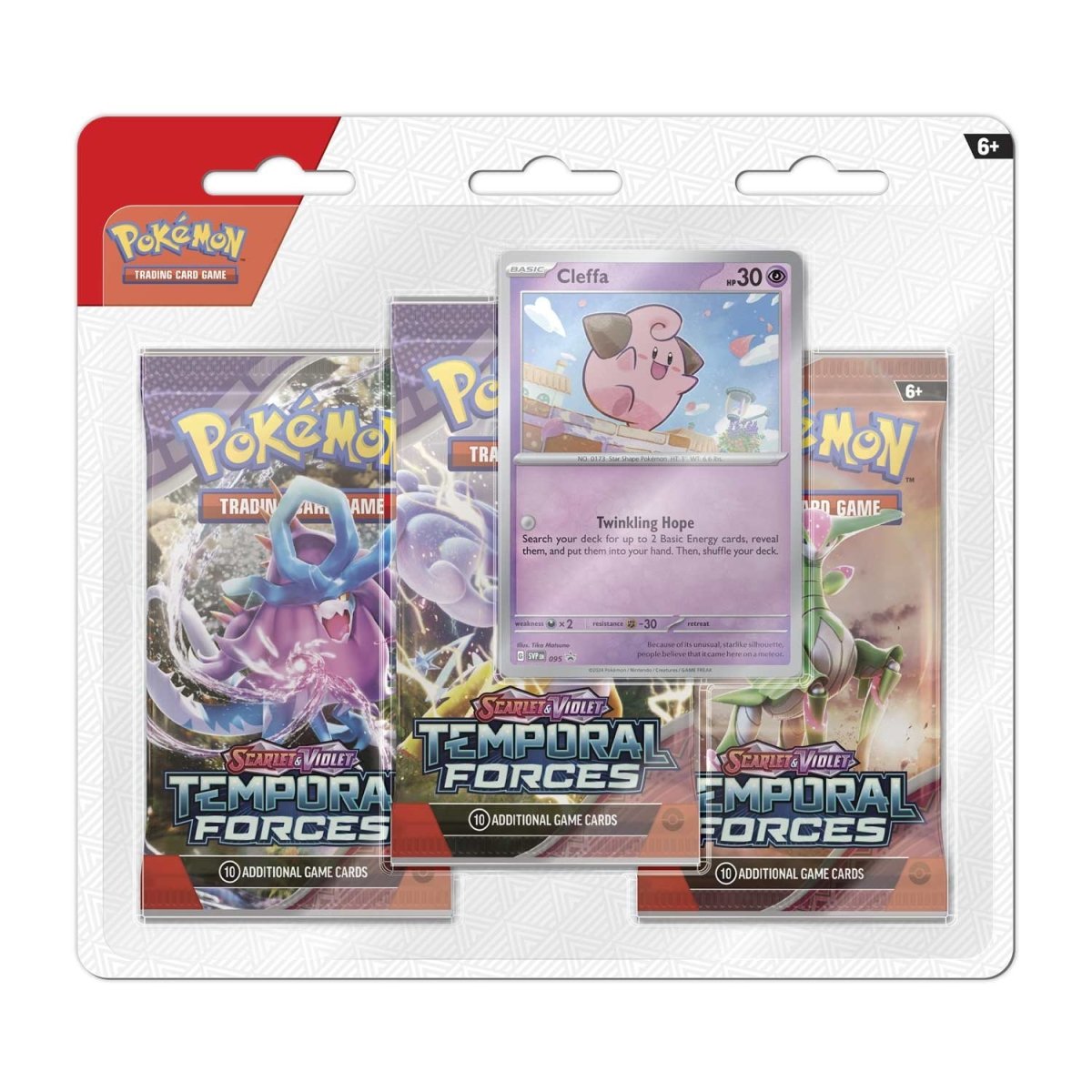 Pokémon TCG: Scarlet & Violet-Temporal Forces 3 Booster Packs & Cleffa Promo Card