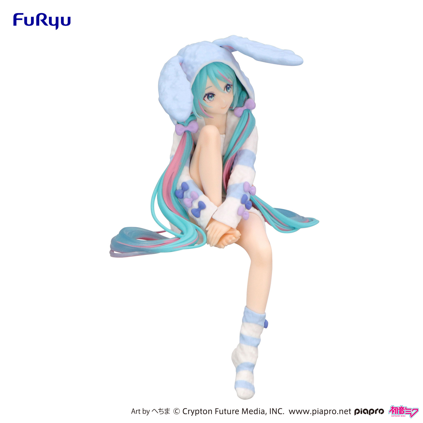 Hatsune Miku Noodle Stopper Figure Rabbit Ear Hood Pajama Blue Color ver.FuRyu